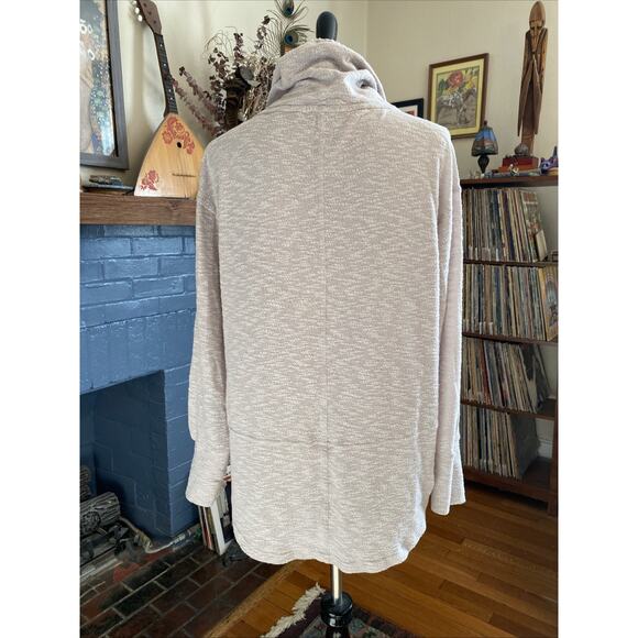 prAna Hoodie Womens M Ivory Pullover V-Neck Kangaroo Pocket Drawstring Tunic - Picture 4 of 8